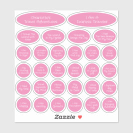 30 Schattigee Roze & Wit Reisbevestiging Sjabloon Sticker