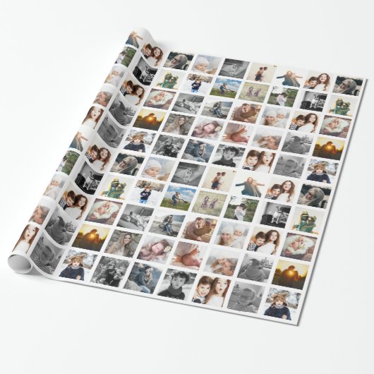30 Square Photo Collage Cadeaupapier (Uitgerold)