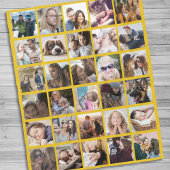 30 Square Photo Collage Yellow Fleece Deken