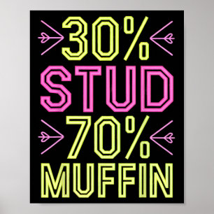 30% Stier 70% Muffin Grappige Valentijnliefhebber Poster