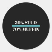 30% Stud 70% Muffin Funny Vaderdag Valentijns Ronde Sticker (Voorkant)