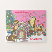 30 stuks Personaliseer Meerkats Jigsaw Puzzel roze (Horizontaal)