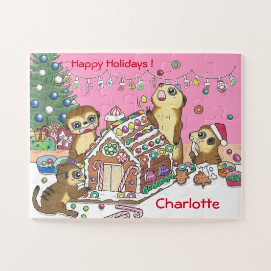 30 stuks Personaliseer Meerkats Jigsaw Puzzel roze (Horizontaal)