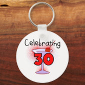 30 T-shirts en cadeautjes vieren Sleutelhanger (Voorkant)