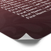 30 Tabel Bourgogne Rode Floral Wedding Seating Cha Poster (Hoek)