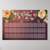 30 Tabel Bourgogne Rode Floral Wedding Seating Cha Poster (Voorkant)