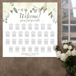 30 Tabel Ivoor Witte rozen weddenschappen Poster<br><div class="desc">Deze 30 waterverf van de bloementeelt van de bloemetjesbruiloft is voorzien van een rotsachtig boho-ontwerp met rozen, bloesems en bloemen in de schaduw van ivoor, wit en crème, samen met groene eucalyptusbladeren en tuinbladeren. De titel leest "Welkom! te vinden gelieve uw lijst"in lacy manuscriptkalligrafie. Het zitplaatskaart biedt ruimte voor 300...</div>
