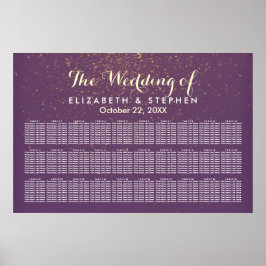 30 Tabel Paars Gold Glitter Wedding Seating Chart Poster