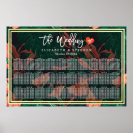 30 Tabellen Grafiek Tropisch Floral Gold Lijst Poster