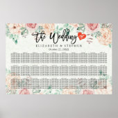30+ Tabellen Waterverf Floral Wedding Seating Char Poster (Voorkant)
