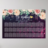30 Tabellen Waterverf Floral Wedding Seating Chart Poster (Voorkant)
