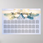 30+ Tables Blue Gold Ribbon Wedding Seating Chart Poster (Voorkant)
