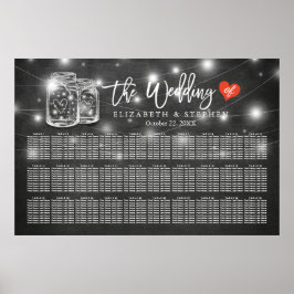 30+ Tables Wedding Seating Chart Mason Jar Lights Poster