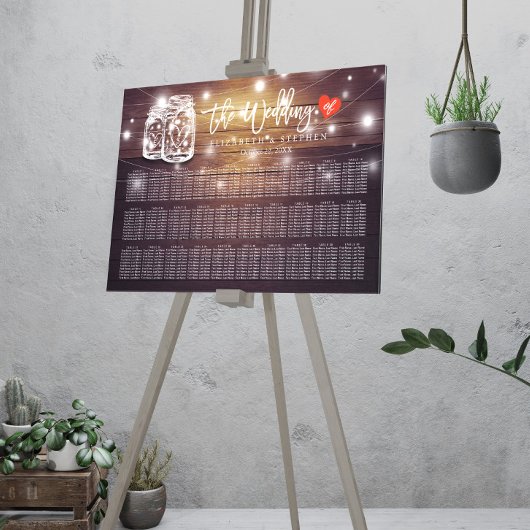 30+ Tables Wedding Seating Chart Mason Jar Lights Poster
