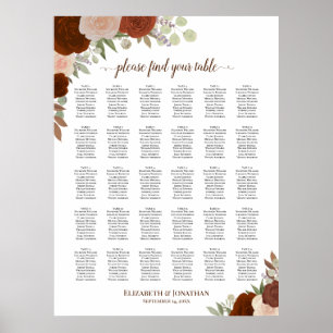 30 Tafel Rustieke Herfstrozen Huwelijkszitplaatska Poster