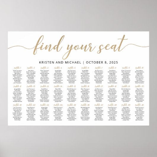 30 Tafels Vind uw Seat Zitplaatsschema Plan Poster (Voorkant)