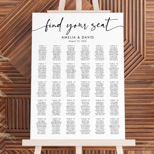 30 tafels Vind uw zitplaatskaart Poster