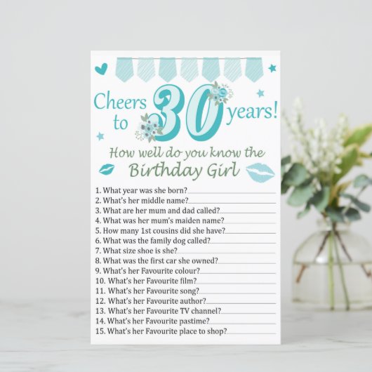 30 th Hoe goed ken je de jarige (Staand voorkant)