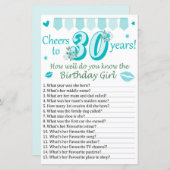 30 th Hoe goed ken je de jarige (Voorkant / Achterkant)