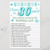 30 th Hoe goed ken je de jarige (Voorkant)