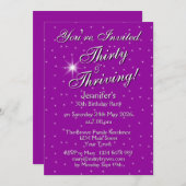 30 & Thriving Pink Paarse 30e verjaardag Kaart (Voorkant / Achterkant)