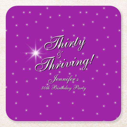 30 & Thriving Pink Paarse 30e verjaardag Kartonnen Onderzetters (Voorkant)