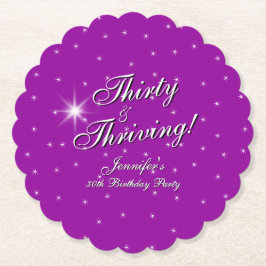 30 & Thriving Pink Paarse 30e verjaardag Kartonnen Onderzetters