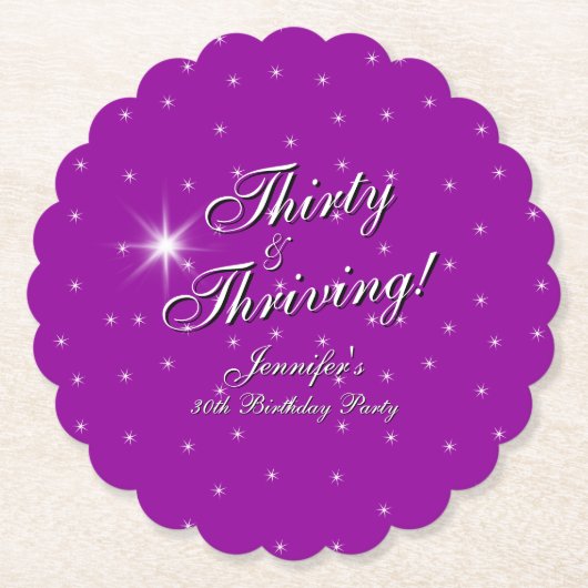 30 & Thriving Pink Paarse 30e verjaardag Kartonnen Onderzetters (Voorkant)