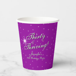 30 & Thriving Pink Paarse 30e verjaardag Papieren Bekers