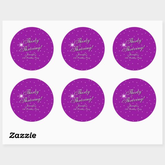 30 & Thriving Pink Paarse 30e verjaardag Ronde Sticker (Vel)