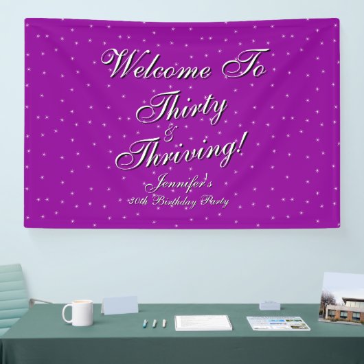 30 & Thriving Pink Paarse 30e verjaardag Spandoek (Beurs)