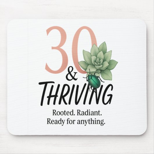 30 & Thriving – Verjaardag van Succulent en Kever Muismat (Voorkant)
