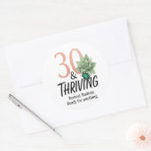 30 & Thriving – Verjaardag van Succulent en Kever Ronde Sticker (Envelop)