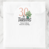 30 & Thriving – Verjaardag van Succulent en Kever Ronde Sticker (Tas)