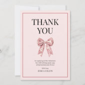 30 to Me Pink Girly Bow Dertig Verjaardag Bedankkaart (Voorkant)