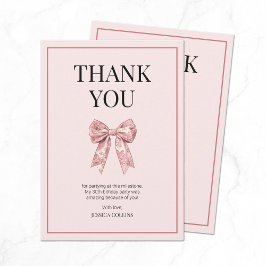 30 to Me Pink Girly Bow Dertig Verjaardag Bedankkaart