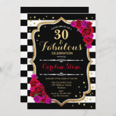 30 Uitstekende Verjaardag - Zwart Wit Strepen Roze Kaart (Voorkant / Achterkant)