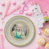 30 Uw foto Willekeurige nummerpatroon Goud/Wit Papieren Bordje (Feest)