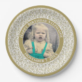 30 Uw foto Willekeurige nummerpatroon Goud/Wit Papieren Bordje (Voorkant)