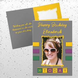 30 Vandaag Voeg foto en naam toe Grijs Geel Verjaa Kaart