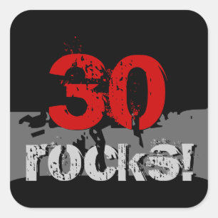 30 Verjaardag - 30 stenen! Grunge Rood en Zwart Vierkante Sticker