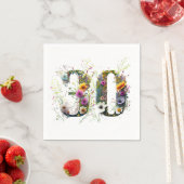 30 Verjaardag nummer Wildflowers Servet (Insitu)