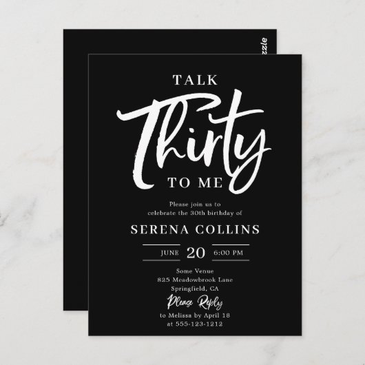 30 Verjaardag Talk Dertig Penseel Kalligrafie Briefkaart (Voorkant / Achterkant)