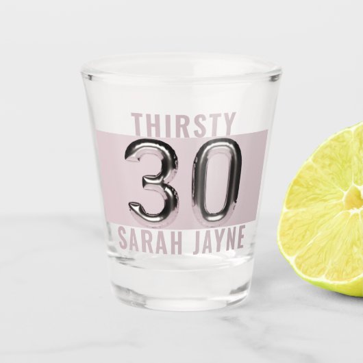 30 Verjaardagsballon Gepersonaliseerd Schot Glas (Voorkant)
