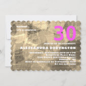 30 verjaardagsfeest gouden patroon wit roze kaart (Voorkant)