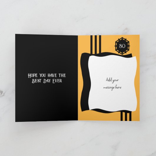 30 voeg vandaag foto toe zwarte oranje verjaardag kaart (Binnen)