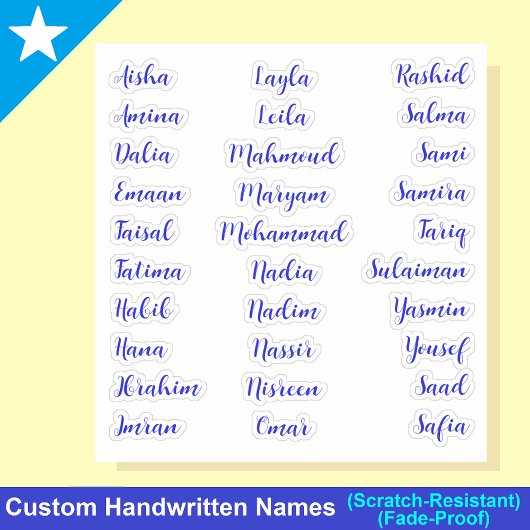 30 voornamen | blauwkalligrafiescript sticker
