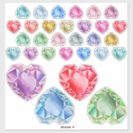 30 Watercolor Hart Edelsteen Kleurrijk Scrapbookin Sticker