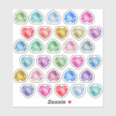 30 Waterverf Hart Edelsteen Kleurrijke Scrapbookin Sticker (Vel)