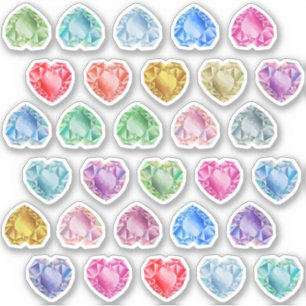 30 Waterverf Hart Edelsteen Kleurrijke Scrapbookin Sticker
